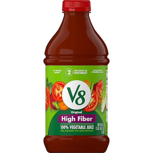 V8 High Fiber 100% Vegetable Juice, 46 fl oz Bottle - Product Image
