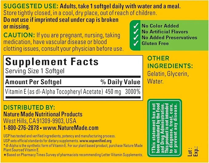 Nature Made Vitamin E 1000 IU 60 Ct