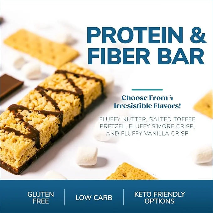 WonderSlim Protein & Fiber Bar, Fluffy S'more Crisp, Gluten Free, Keto Friendly & Low Carb (7ct) - Product Image