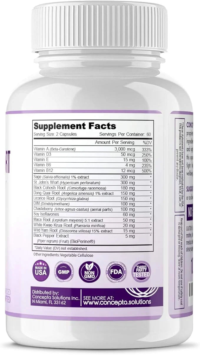 Menopause Relief Supplement Weight Management - Natural Support & Energy, Hormonal Balance, Reduce Hot Flashes Cold Sweats...