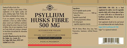 Solgar - Psyllium Husks Fiber 500 200 Vegetable