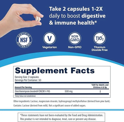 Florastor Probiotics for Digestive & Immune 100 Capsules,