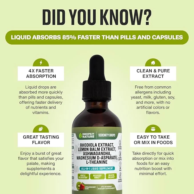 Ashwagandha Liquid Drops Infused with Magnesium, 60mL)