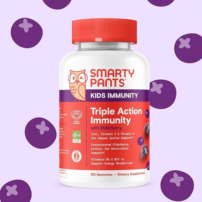 SmartyPants Kids Immunity Elderberry Gummies: Kids B6 & B12 and 60 Count (30 Day