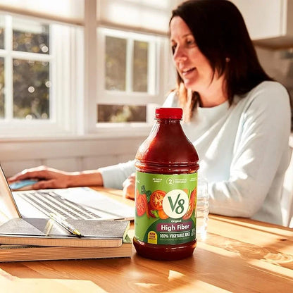 V8 High Fiber 100% Vegetable Juice, 46 fl oz Bottle - Product Image