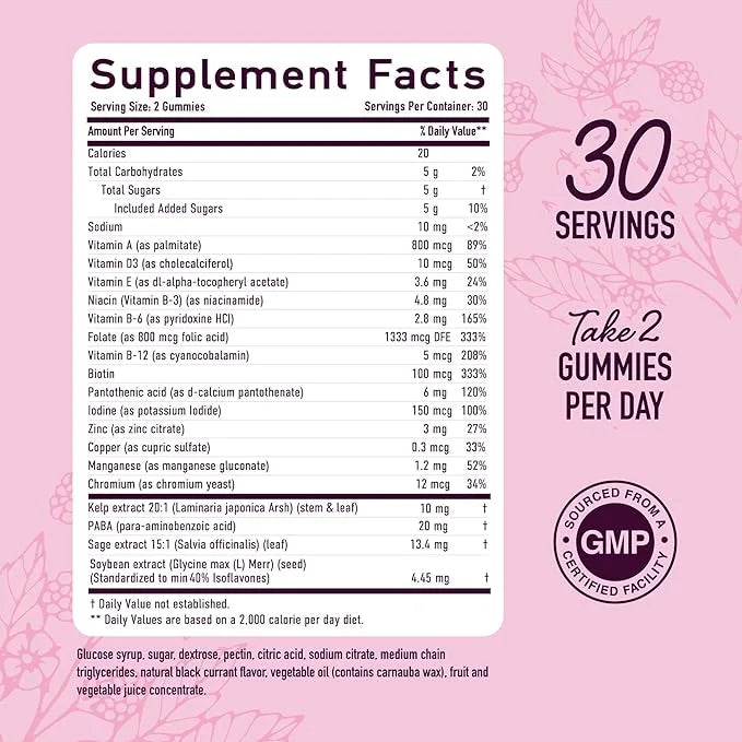 Menopause Support Gummies | Hormone Balance Relief for Hot Flashes, Night Sweats, Mood Swings, & Bloating | with Phytoestr...