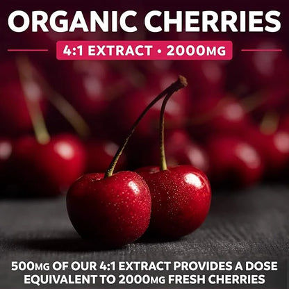 Organic Tart Cherry Capsules (Vegan & 4:1 Extract 2000mg of 60 Capsules 500mg