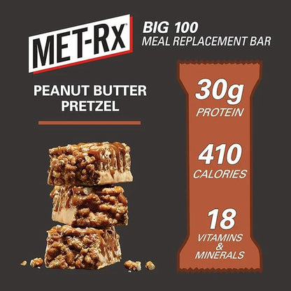 MET-Rx Big 100 Colossal Protein Bars, Great as Healthy Meal Replacement, Snack, and Help Support Energy, Peanut Butter Pre...