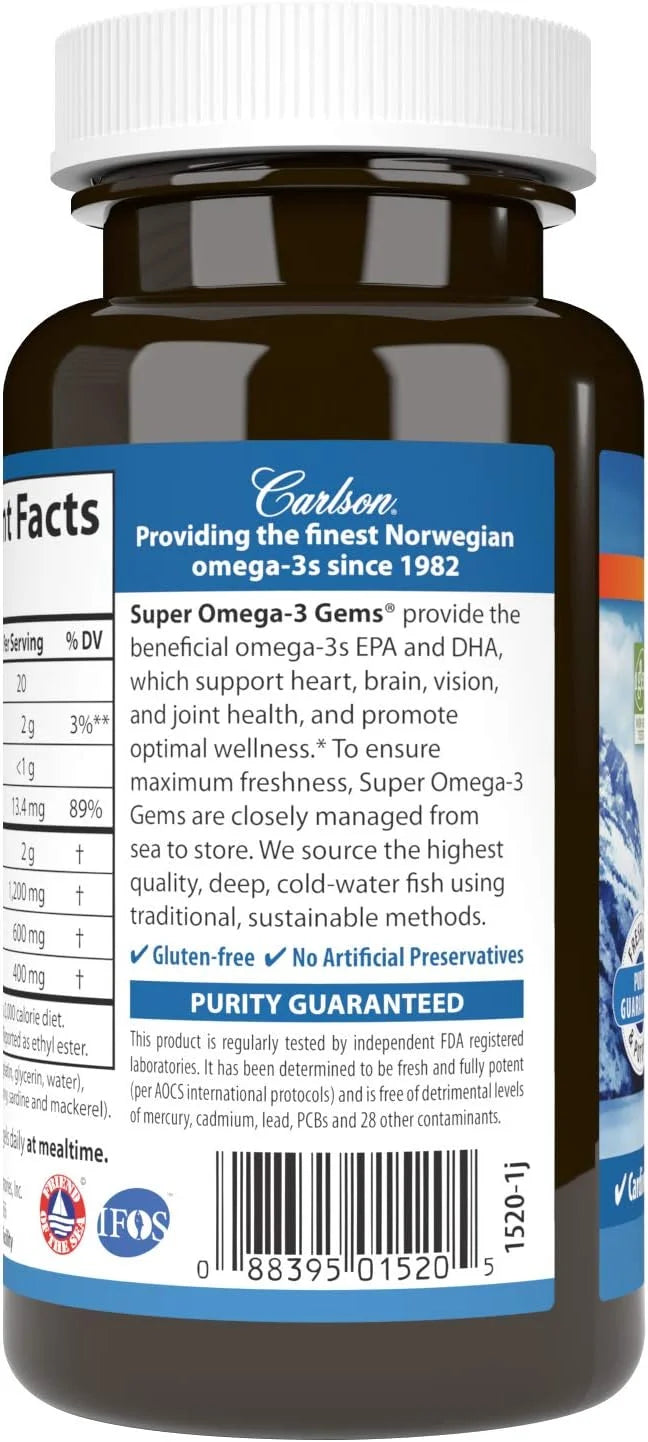 Carlson - Super Omega-3 Gems, 1200 Omega-3s, Wild 50 soft