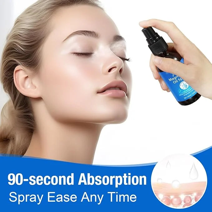 Magnesium Spray, Pure Magnesium Oil Spray for Feet, Organic Natural Ingredient in Glass Bottle, Easy to Absorb and Use - P...