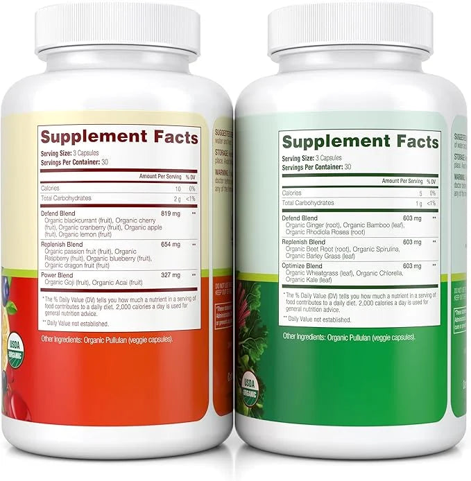 100% Organic Fruits and Veggies Supplement (USDA Organic - Made in USA) 180 Potent Fruits and Vegetable Capsules for Energ...