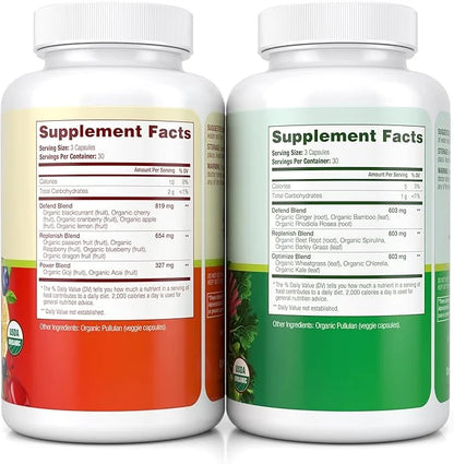 100% Organic Fruits and Veggies Supplement (USDA Organic - Made in USA) 180 Potent Fruits and Vegetable Capsules for Energ...