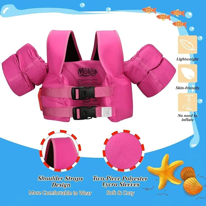 Moko Toddler Swim Vest for Kids, 20-50 lbs/22-66 lbs Clearance Swim Arm Band Cartoon Swimming Wings Pool Float Vests Sleev...