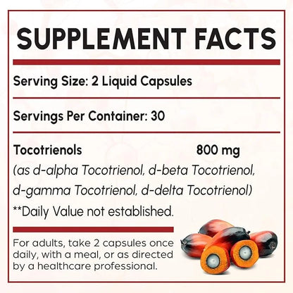 Tocotrienol Supplement Full Spectrum, Cutting-edge Fusion 800mg,Powerful Antioxidant,Cardiovascular,Highest -120 Liquid-Fi...