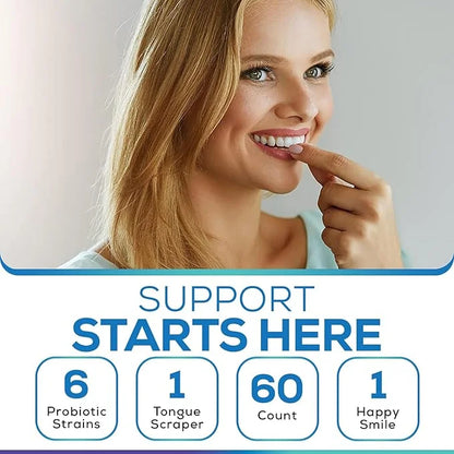 Oral Probiotics & Tongue Scraper 6 Probiotic M18 - 60 Chewable
