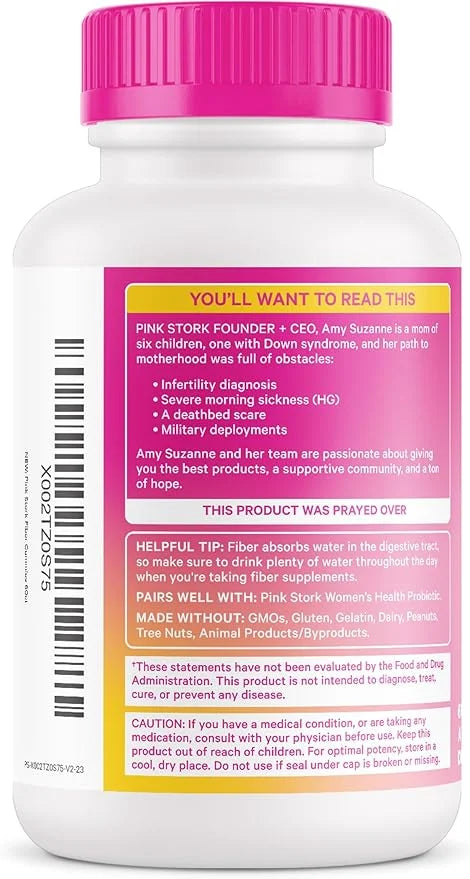 Pink Stork Prenatal Fiber Gummies for Women 3g Prebiotic 60 Vegan