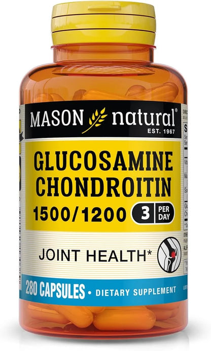 MASON NATURAL Glucosamine Chondroitin 1500/1200 280 Capsules, 3 Month