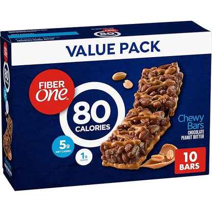 Fiber One 80 Calorie Chewy Bars, Chocolate Peanut Butter, Snack Bars Value Pack, 10 Ct, 8.2 oz - Product Image