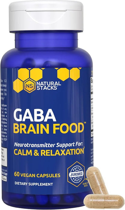 GABA Brain Food - GABA Supplement with L-Citrulline & Grape Seed Extract - Supports Calm & Relaxation - Nighttime Sleep Ai...