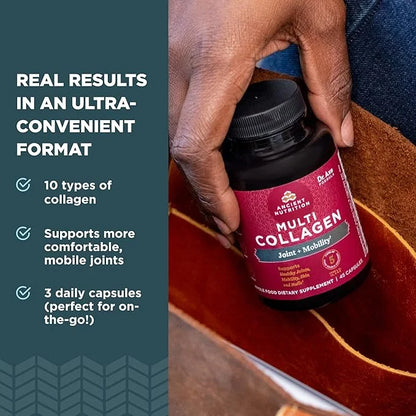 Ancient Nutrition Collagen Pills for Joint Support, Multi Collagen Capsules 45 Ct, Joint + Mobility, Supports Joints, Skin...