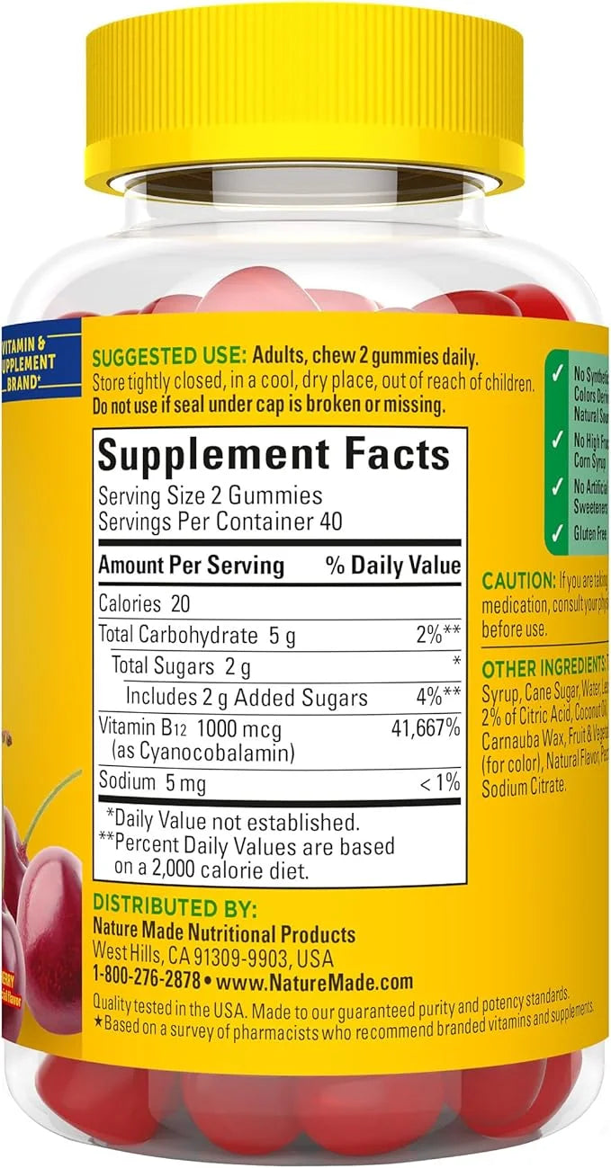Nature Made Energy B12 1000 mcg, 80 Gummies, 40 Day