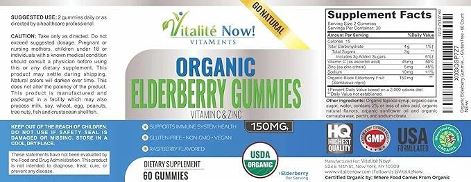 Organic Elderberry Gummies 60 Count