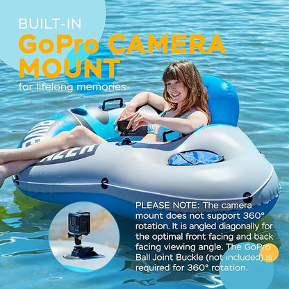 2025 New & Upgraded Sunlite Sports Heavy Duty River Tube Inflatable, Premium Water Float to Lounge Above Lake and River, O...