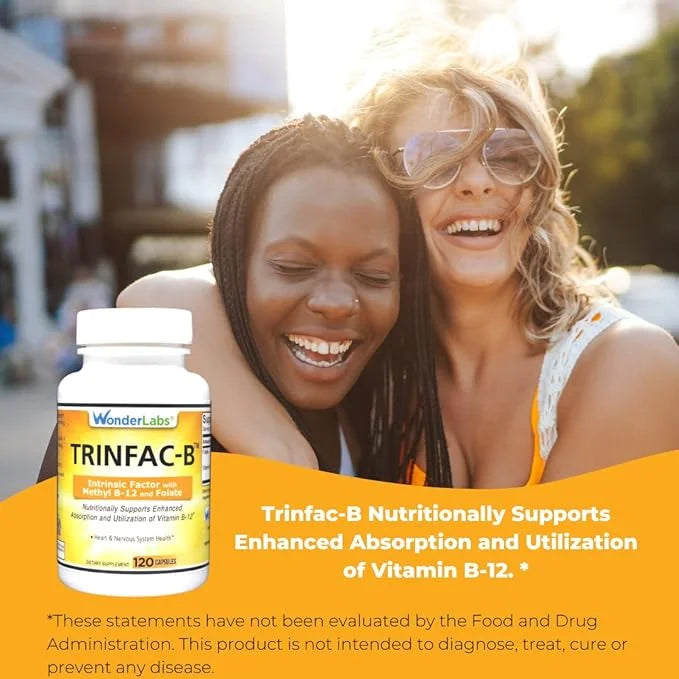 Intrinsic Factor with Folic Acid and Vitamin B-12 1000mcg - 120 Capsules - Product Image