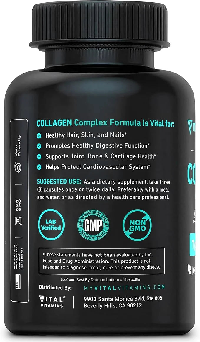Vital Vitamins Multi Collagen Peptides (2-Pack) - for Women & Men - Hydrolyzed Types I, II, III, V, X - Grass-Fed, Non-GMO...