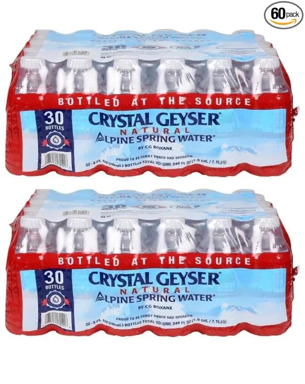 Crystal Geyser Natural Alpine Spring Water, Bottled at the Source, 8oz Bottles 30 Per Case, 2 Cases - Product Image