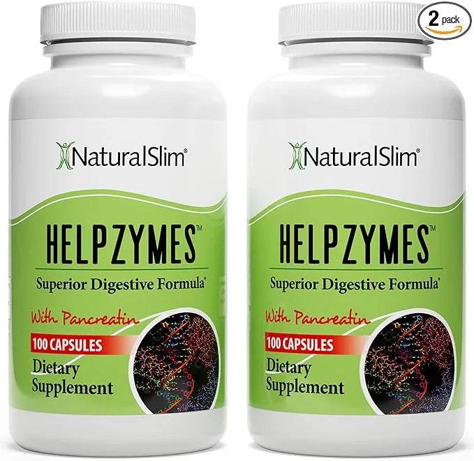 NaturalSlim Helpzymes Digestive Enzymes for Digestion, 100 Caps (2 Pack)
