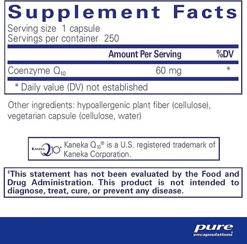 Pure Encapsulations CoQ10 60 mg Q10 Supplement 250 Capsules