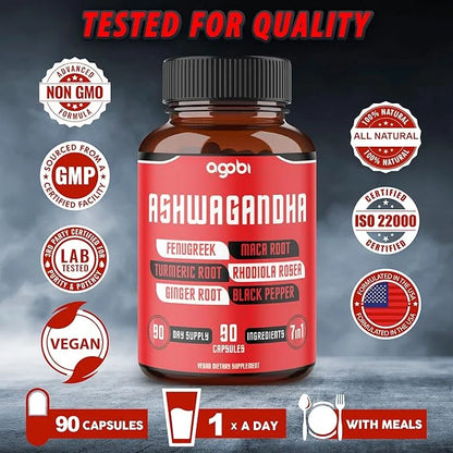 Ashwagandha Extract Capsules 8050mg 7 Herbs 90 Caps 3 Months