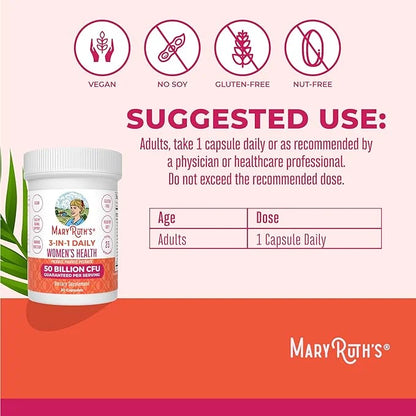 MaryRuth Organics 3-in-1 Daily Health Probiotics for Women | Clinically Tested | Hormone Support & Gut Health Supplement |...