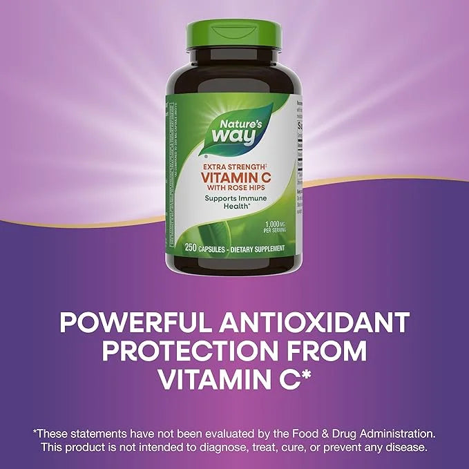 Nature's Way Vitamin C with Rose 1000 mg 250 Capsules