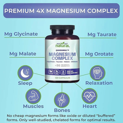 4-in-1 Magnesium Complex Supplement 300 mg 120 Capsules