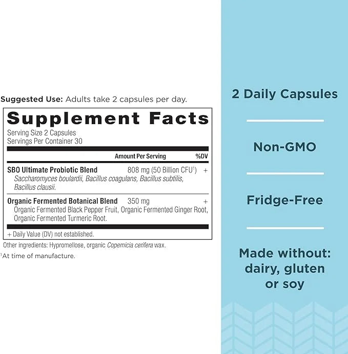 Probiotics by Ancient Nutrition, SBO Probiotics 50 Billion 60 Capsules