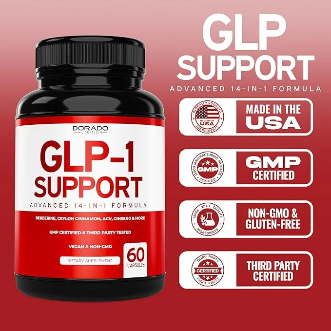 GLP-1 Supplement 14 in 1 Formula (GLP1 Supplement with Berberine, ACV, Chromium, Ceylon Cinnamon, Turmeric & More) Support...