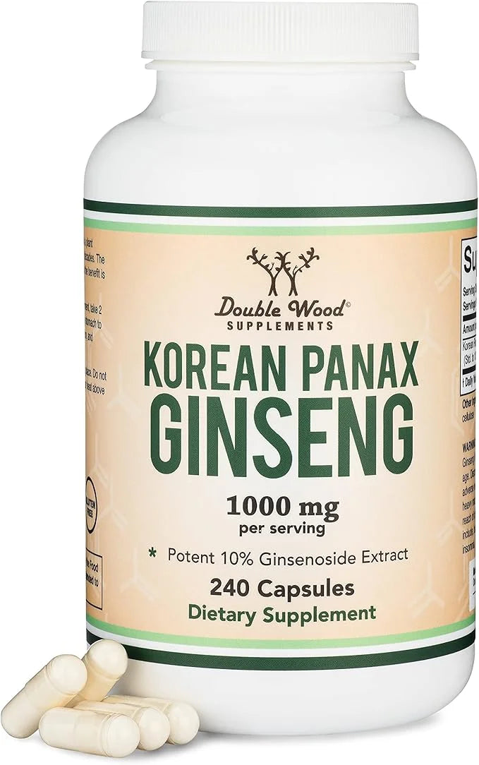 Ginseng Capsules (Korean Red Ginseng Extract, 10% Ginsenosides) (4 Month 240 Vegan 1,000mg per