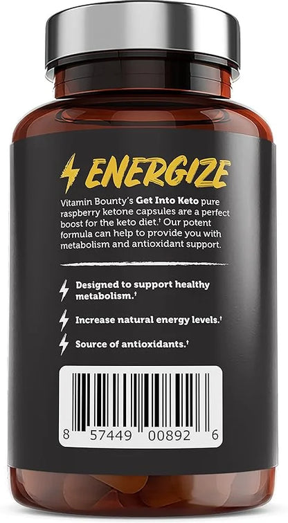 Vitamin Bounty Get Into Keto Pills - Premium Raspberry Ketones, Promotes Ketosis for Women and Men, Supports Keto Diet, Gr...