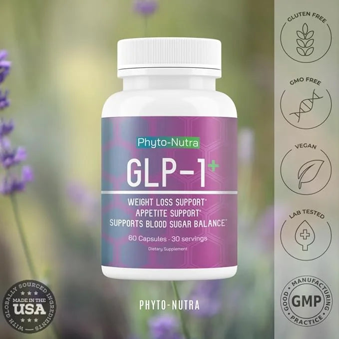 GLP-1 + (60 Capsules 1 Bottle) Vegan, Natural Supplement, Lab Tested, Weight Loss, Satisfy Hunger, Non-GMO, Gluten Free, G...