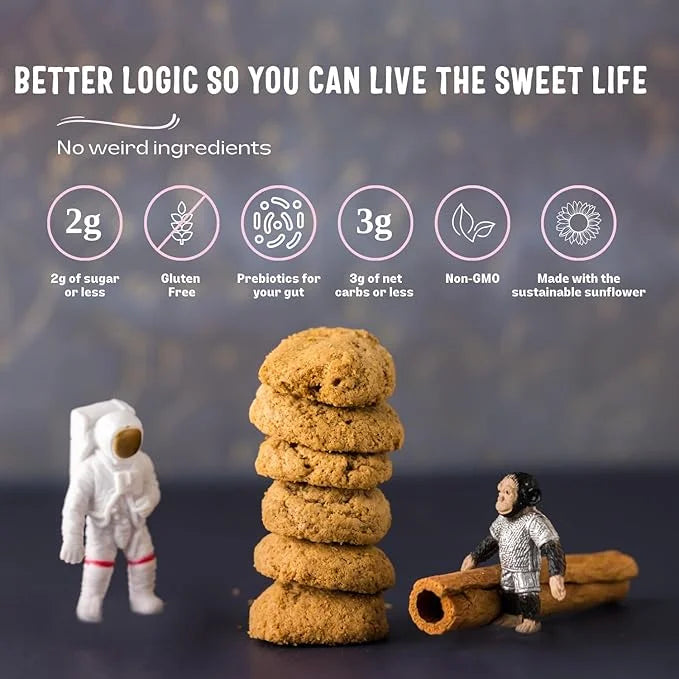 Sweet Logic Mini Cookies - Cinnamon Churro Snickerdoodle Cookies - Nut Free - Gluten Free Snacks - Keto - High Fiber - Non...