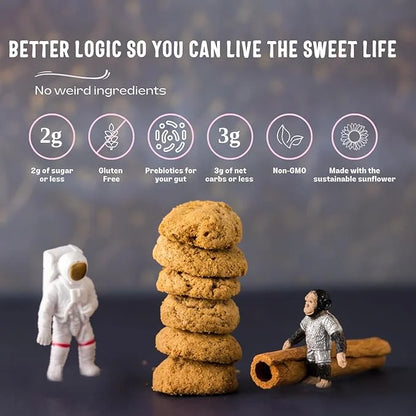 Sweet Logic Mini Cookies - Cinnamon Churro Snickerdoodle Cookies - Nut Free - Gluten Free Snacks - Keto - High Fiber - Non...
