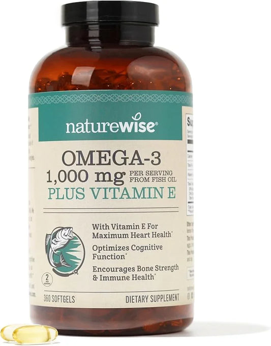 NatureWise Extra-Strength Omega 3 Fish Oil Supplement 1000mg per 600 EPA 400 DHA 360 Softgels[6-Month Softgels[6-Month Sup...