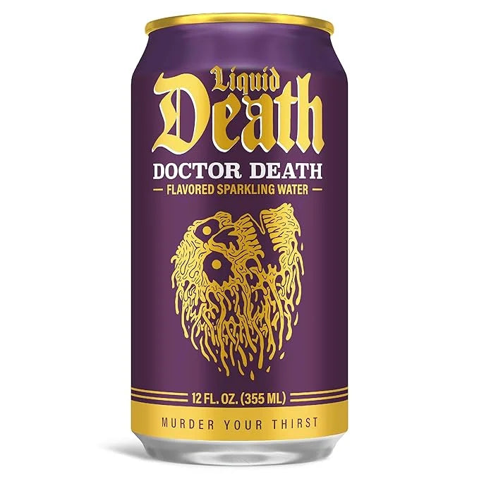 Liquid Death, Doctor Death, Soda-Flavored Sparkling Water, 12-Pack (12oz Cans), Low Calorie & No Artificial Sweeteners - P...