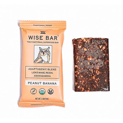 Wise Bar Adaptogen Mushroom Nutrition Bars with Reishi, Lions Mane & Ashwagandha, Organic Vegan & Gluten Free Snacks for N...