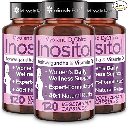 Intimate Rose Myo-Inositol & D-Chiro Inositol Blend - 40:1 Blend Ratio - Women's Daily Wellness Support - Vitamin D & Ashw...