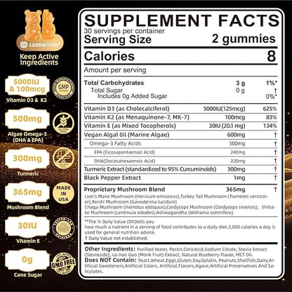Vitamin D3 5000IU + K2 (MK-7) 100mcg, with 3, Turmeric