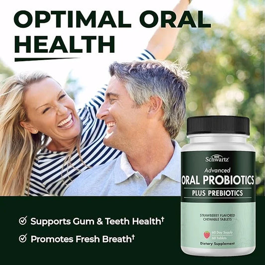 Oral Probiotics Supplement with Prebiotics - Supports Healthy Teeth Gums Mouth and Fresh Odorless Breath for Adults - Stra...