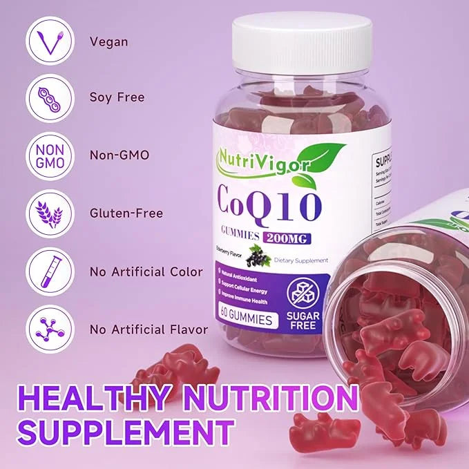 CoQ10 Gummies, Coenzyme Q10 Supplement 200 CoQ10 Supplement 60 Count